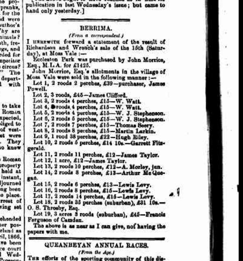 Buyers and prices at Morrice’s June 1867 sale.