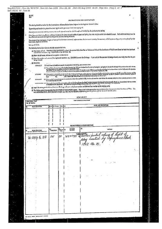 Second page of the 1986 transfer releasing part of a right of way